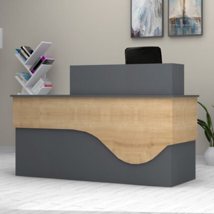 Βρες το Γραφείο υποδοχής - reception Dustin Megapap χρώμα ανθρακί - φυσικό οξιάς 160x60x101