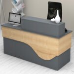 Γραφείο υποδοχής - reception Dustin Megapap χρώμα ανθρακί - φυσικό οξιάς 160x60x101,8εκ. - Image 3