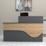 Γραφείο υποδοχής - reception Dustin Megapap χρώμα ανθρακί - φυσικό οξιάς 160x60x101,8εκ. - Image 4