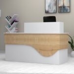 Βρες το Γραφείο υποδοχής - reception Dustin Megapap χρώμα λευκό - φυσικό οξιάς 160x60x101