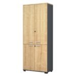 Βρες το Ντουλάπα γραφείου με κλειδαριά επαγγελματική Venturo Megapap χρώμα ανθρακί - φυσικό οξιάς 80x40x200εκ. σε μοναδική τιμή στο clickforshop.gr