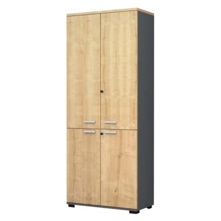 Βρες το Ντουλάπα γραφείου με κλειδαριά επαγγελματική Venturo Megapap χρώμα ανθρακί - φυσικό οξιάς 80x40x200εκ. σε μοναδική τιμή στο clickforshop.gr