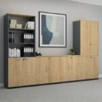 Ντουλάπα γραφείου με κλειδαριά επαγγελματική Venturo Megapap χρώμα ανθρακί - φυσικό οξιάς 80x40x200εκ. - Image 4