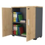 Ντουλάπι γραφείου με κλειδαριά επαγγελματικό Venturo Megapap χρώμα ανθρακί - φυσικό οξιάς 80x40x80εκ. - Image 2