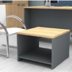 Τραπεζάκι γραφείου επαγγελματικό Venturo Megapap χρώμα ανθρακί - φυσικό οξιάς 60x60x45εκ. - Image 2