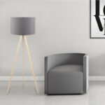 Φωτιστικό δαπέδου Rosling Megapap Mdf/ύφασμα Pvc χρώμα φυσικό/ανθρακί 38x21x140εκ. - Image 2