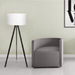 Φωτιστικό δαπέδου Rosling Megapap Mdf/ύφασμα Pvc χρώμα μαύρο - λευκό 38x38x140εκ. - Image 2