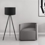 Φωτιστικό δαπέδου Rosling Megapap Mdf/ύφασμα Pvc χρώμα μαύρο 38x21x140εκ. - Image 2