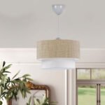 Φωτιστικό οροφής Whitehouse Megapap E27 υφασμάτινο μονόφωτο χρώμα μπεζ 30x20x55εκ. - Image 2