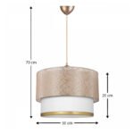 Φωτιστικό οροφής Barnhart Megapap υφασμάτινο μονόφωτο χρώμα χρυσό/κρεμ 30x20x70εκ. - Image 3