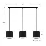 Φωτιστικό οροφής Morris Megapap E27 υφασμάτινο τρίφωτο χρώμα μαύρο 55x15x70εκ. - Image 3