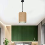 Φωτιστικό οροφής Layla Megapap Ε27 υφασμάτινο μονόφωτο χρώμα μπεζ 19x25x70εκ. - Image 2