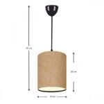 Φωτιστικό οροφής Layla Megapap Ε27 υφασμάτινο μονόφωτο χρώμα μπεζ 19x25x70εκ. - Image 3