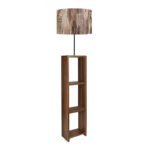 Βρες το Φωτιστικό δαπέδου Launo Megapap υφασμάτινο Pvc/MDF χρώμα καφέ/καρυδί 38x38x150εκ. σε μοναδική τιμή στο clickforshop.gr