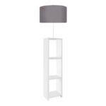 Βρες το Φωτιστικό δαπέδου Launo Megapap υφασμάτινο Pvc/MDF χρώμα λευκό - γκρι 38x38x150εκ. σε μοναδική τιμή στο clickforshop.gr