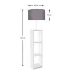 Φωτιστικό δαπέδου Launo Megapap υφασμάτινο Pvc/MDF χρώμα λευκό - γκρι 38x38x150εκ. - Image 3