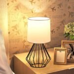 Φωτιστικό επιτραπέζιο Aldo Megapap E27 υφασμάτινο - μεταλλικό χρώμα λευκό - μαύρο Φ18x36εκ. - Image 2