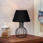 Φωτιστικό επιτραπέζιο Magnolia Megapap E27 υφασμάτινο - μεταλλικό χρώμα μαύρο Φ22x36εκ. - Image 2