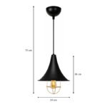 Φωτιστικό οροφής Retro Megapap E27 μεταλλικό μονόφωτο χρώμα μαύρο Φ24x70εκ. - Image 3