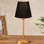 Φωτιστικό επιτραπέζιο Santo Megapap E27 ύφασμα Pvc χρώμα μαύρο - χρυσό Ø13x37εκ. - Image 2