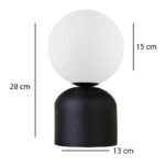 Φωτιστικό επιτραπέζιο Albus Megapap E14 μεταλλικό - γυάλινο χρώμα μαύρο - λευκό Ø13x28εκ. - Image 3