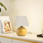 Φωτιστικό επιτραπέζιο Alaska Megapap E27 μεταλλικό - ύφασμα Pvc χρώμα κίτρινο - κρεμ Ø22x30εκ. - Image 2