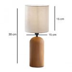 Φωτιστικό επιτραπέζιο Cora Megapap E14 ξύλινο - ύφασμα Pvc χρώμα φυσικό - κρεμ Ø15x35εκ. - Image 3