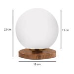 Φωτιστικό επιτραπέζιο Onda Megapap E27 ξύλινο -  γυάλινο χρώμα φυσικό - λευκό Ø15x22εκ. - Image 3