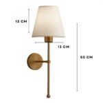 Απλίκα τοίχου Verma Megapap E27 υφασμάτινη - μεταλλική χρώμα χρυσό - κρεμ 13x13x50εκ. - Image 3