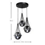 Φωτιστικό οροφής Chavi Megapap E27 μεταλλικό τρίφωτο χρωμα μαύρο 40x40x90εκ. - Image 3