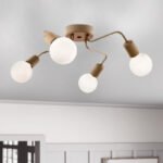 Φωτιστικό οροφής Horus Megapap E27 μεταλλικό τετράφωτο χρώμα χρυσό 48x48x10εκ. - Image 2