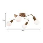 Φωτιστικό οροφής Horus Megapap E27 μεταλλικό τετράφωτο χρώμα χρυσό 48x48x10εκ. - Image 3