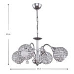 Φωτιστικό οροφής Dagobert Megapap E27 μεταλλικό τετράφωτο χρώμα ασημί 58x58x61εκ. - Image 3