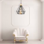 Φωτιστικό οροφής Hideki Megapap E27 μεταλλικό μονόφωτο χρώμα μαύρο 22x22x80εκ. - Image 2