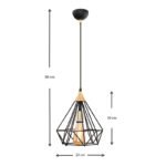 Φωτιστικό οροφής Hideki Megapap E27 μεταλλικό μονόφωτο χρώμα μαύρο 22x22x80εκ. - Image 3