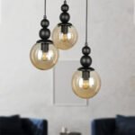 Φωτιστικό οροφής Latona Megapap E27 μεταλλικό τρίφωτο χρώμα μαύρο 30x30x85εκ. - Image 2