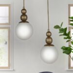 Φωτιστικό οροφής Latona Megapap E27 μεταλλικό δίφωτο χρώμα χρυσό 25x25x80εκ. - Image 2