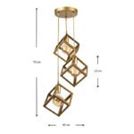 Φωτιστικό οροφής Thora Megapap E27 μεταλλικό τρίφωτο χρώμα χρυσό ματ 22x22x70εκ. - Image 3