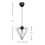 Φωτιστικό οροφής Stormie Megapap E27 μεταλλικό μονόφωτο χρώμα μαύρο 21x21x70εκ. - Image 3