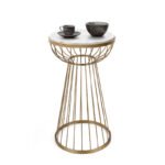 Βρες το Τραπεζάκι βοηθητικό Mantare Megapap μεταλλικό - Mdf χρώμα χρυσό - λευκό εφέ μαρμάρου 35x35x58εκ. σε μοναδική τιμή στο clickforshop.gr