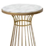 Τραπεζάκι βοηθητικό Tekosi Megapap μεταλλικό - Mdf χρώμα χρυσό - λευκό εφέ μαρμάρου 35x35x58εκ. - Image 3