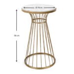 Τραπεζάκι βοηθητικό Tekosi Megapap μεταλλικό - Mdf χρώμα χρυσό - λευκό εφέ μαρμάρου 35x35x58εκ. - Image 4