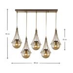 Φωτιστικό οροφής Chavi Megapap E27 μεταλλικό πεντάφωτο χρώμα χρυσό 80x10x90εκ. - Image 3