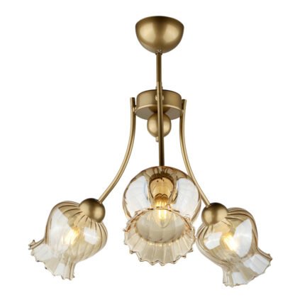 Βρες το Φωτιστικό οροφής Kobe Megapap E27 μεταλλικό τρίφωτο χρώμα χρυσό 40x40x50εκ. σε μοναδική τιμή στο clickforshop.gr