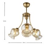 Φωτιστικό οροφής Kobe Megapap E27 μεταλλικό τρίφωτο χρώμα χρυσό 40x40x50εκ. - Image 3