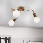 Φωτιστικό οροφής Salvi Megapap E27 μεταλλικό τρίφωτο χρώμα χρυσό 44x44x10εκ. - Image 2