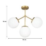 Φωτιστικό οροφής Alison Megapap Ε27 μεταλλικό - γυάλινο τρίφωτο χρώμα χρυσό Ø50x45εκ. - Image 3