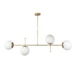 Βρες το Φωτιστικό οροφής Lura Megapap Ε27 μεταλλικό - γυάλινο τετράφωτο χρώμα χρυσό 110x70εκ. σε μοναδική τιμή στο clickforshop.gr