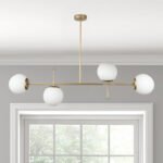 Φωτιστικό οροφής Lura Megapap Ε27 μεταλλικό - γυάλινο τετράφωτο χρώμα χρυσό 110x70εκ. - Image 2