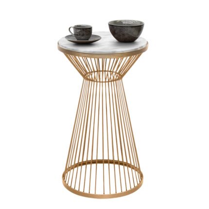 Βρες το Τραπεζάκι βοηθητικό Cresta Megapap μεταλλικό - Mdf χρώμα χρυσό - λευκό εφέ μαρμάρου Ø34